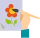 A person is painting a flower with a brush.