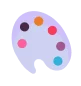 An image of a paint palette with colorful dots on it.
