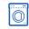 A blue and white logo of a Washing Machine with a blue background.