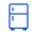 A blue and white logo of Fridge with a blue background.