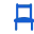 A blue and white logo of chair with a blue background.