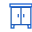 A blue and white logo of cupbord  with a blue background.